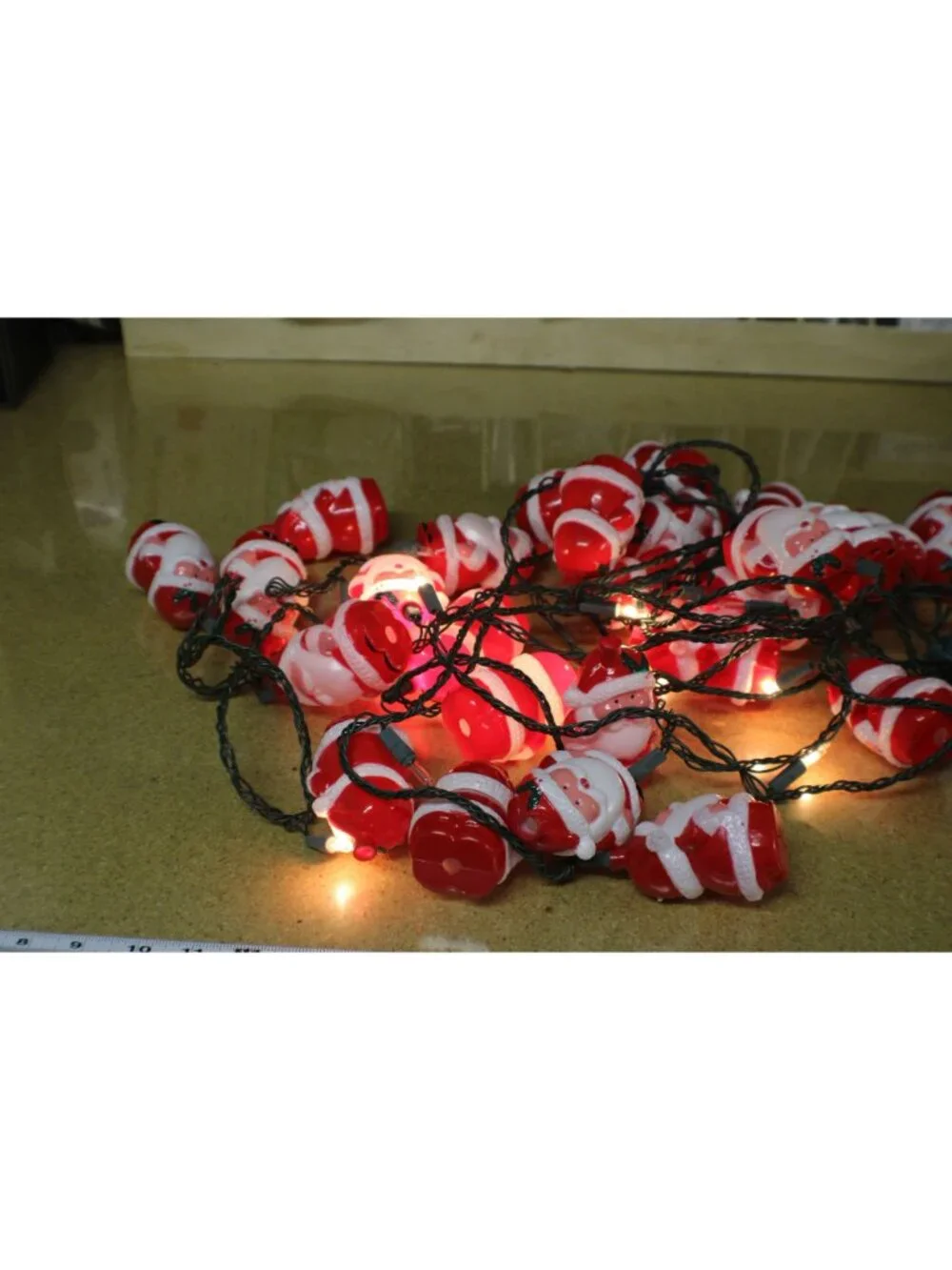 Santa Claus Light Syncing Music Blow Mold Lights Holiday 20ct Red White Plastic